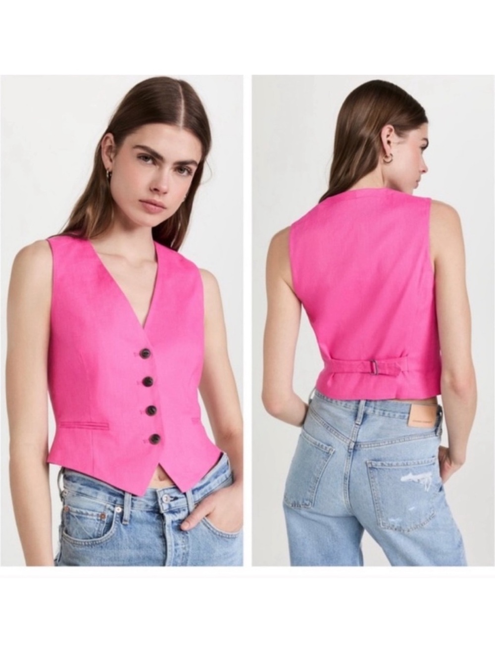 💓rag & bone Hot Pink Linen Blend Vest